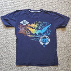 Vintage Levis Boys Navy Blue T Shirt 1990s San Francisco, California Graphics L